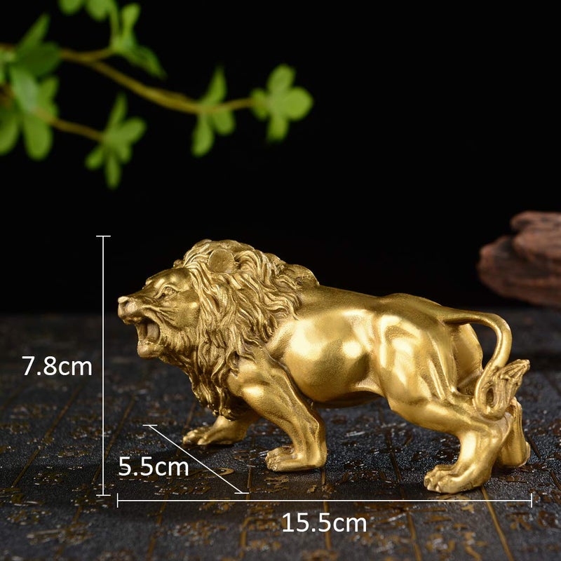 BRABUD Chinese Fengshui Handmade Brass Magical and Noble Lion Statue Attract Wealth Home Decor Housewarming Gift ï¼ˆjinshiziï¼‰ - Image 2